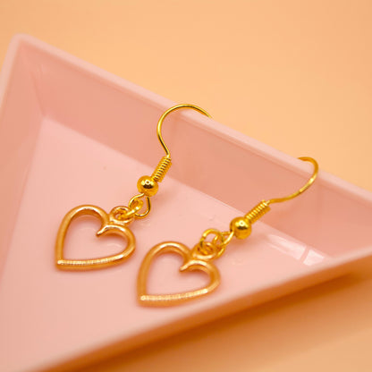 Gleaming Hollow Heart Earrings